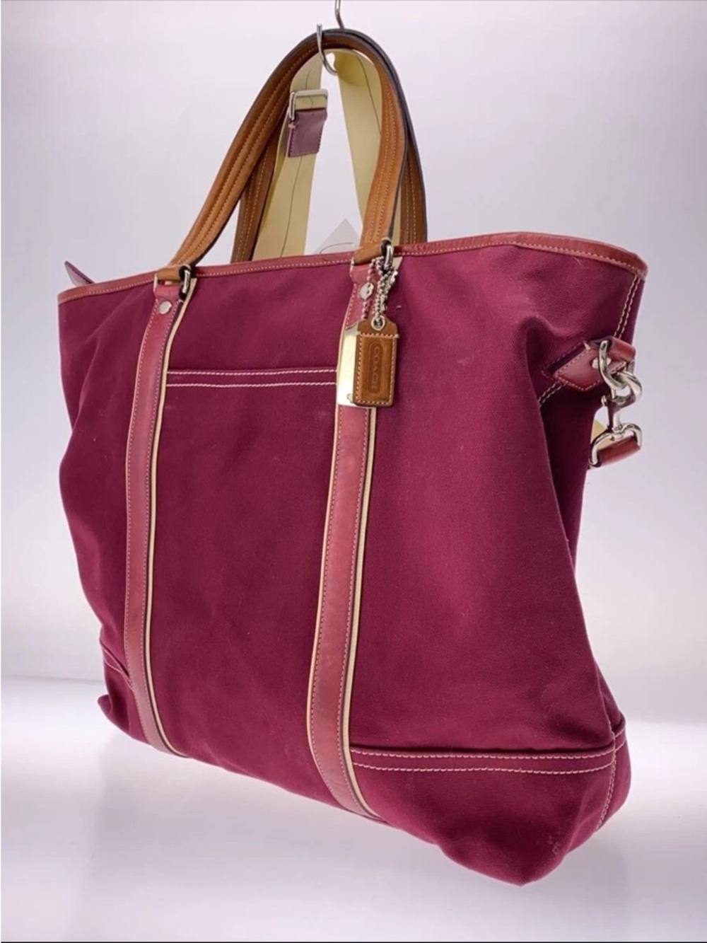 MAKE AN OFFER COACH Heritage Hampton Transatlantic Weekender Canvas Leather Tote - Picture 2 of 10